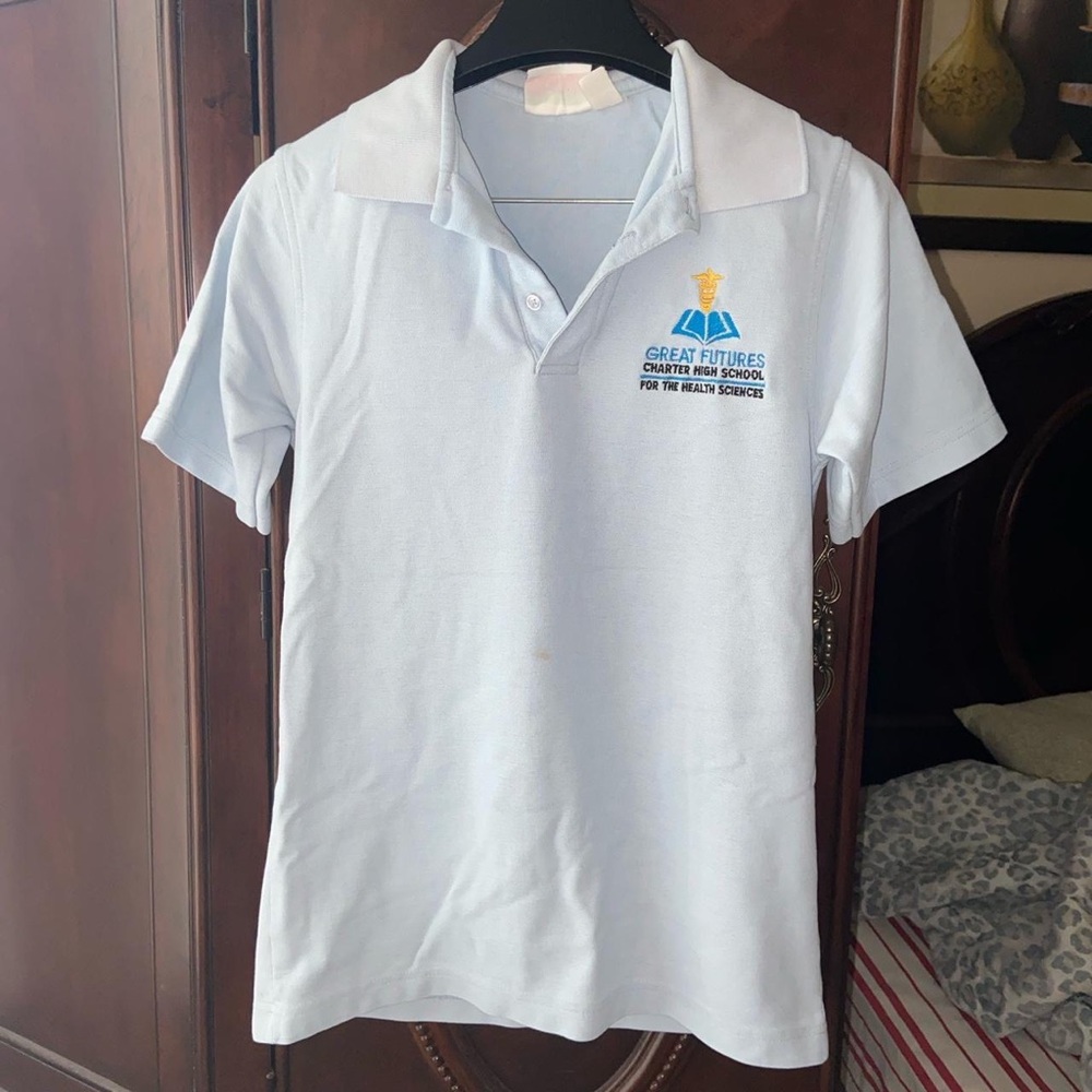 Blue collared uniform shirt